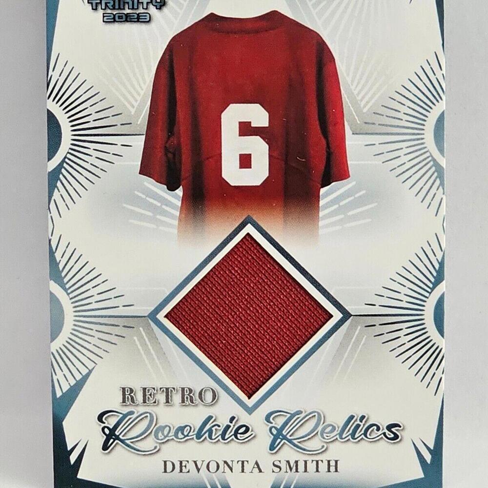 2023 Leaf Trinity Devonta Smith Rookie Relics Card #RRR-9